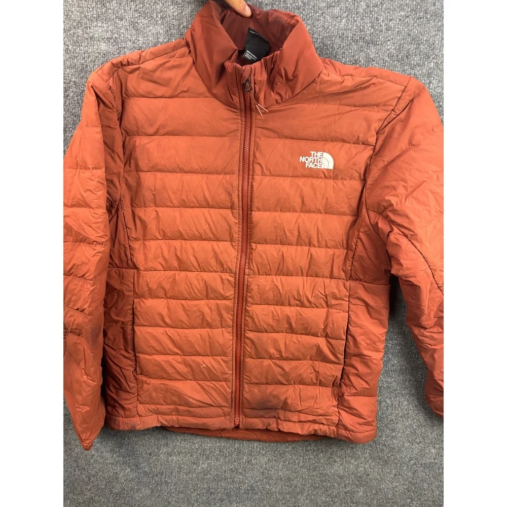 The North Face Belleview Stretch Down Jacket Mens Large Orange Full Zip